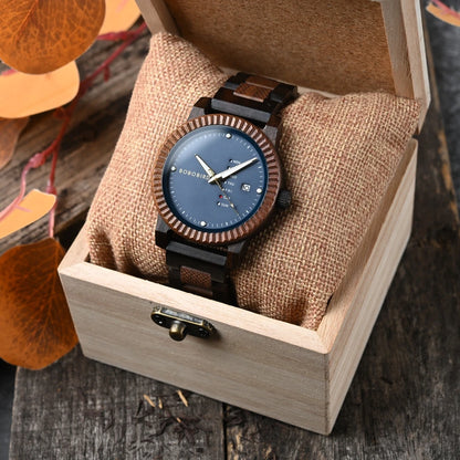 Men's Quartz Watch Simple Fashion New Couple Wooden Watch BOBOBIRD Top Brand Timepieces Week Date Display Custom Unique Gift Box