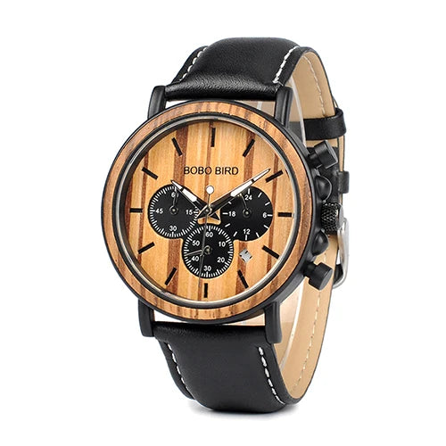 BOBOBIRD Luxury Men Watch Top Quartz Chronograph Personalized Wristwatch Timepiece Metal Wooden Strap Gift Box relogio masculino