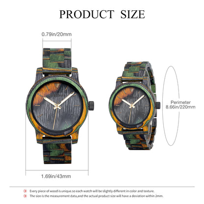 BOBO BIRD Colored Wood Men Quartz Watch Leisure Fashion Wristwatch Laser Dial Scale Support Custom Personalized Reloj Hombre