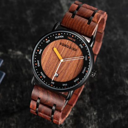 Men Watches BOBO BIRD Wooden Quartz Watch Date Display Casual Customized Wristwatch For Men Unique Custom Holiday Christmas Gift